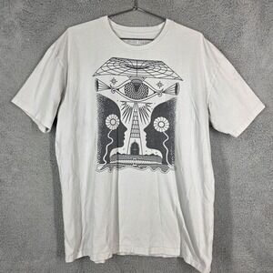 Awake Happy Graphic T Shirt XL Men Psychedelic‎ Eye Lighthouse Print Crew Neck